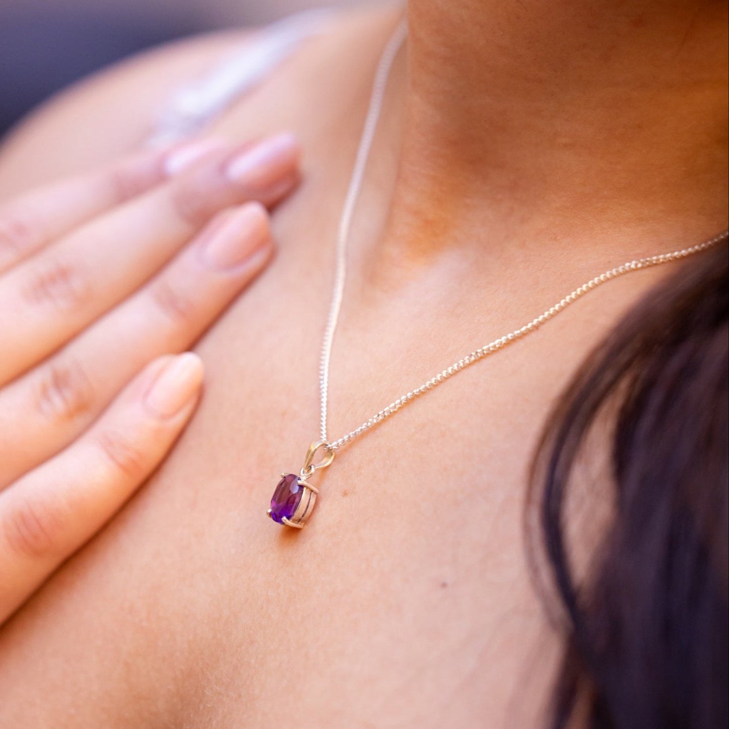 Natural Amethyst Oval Pendant
