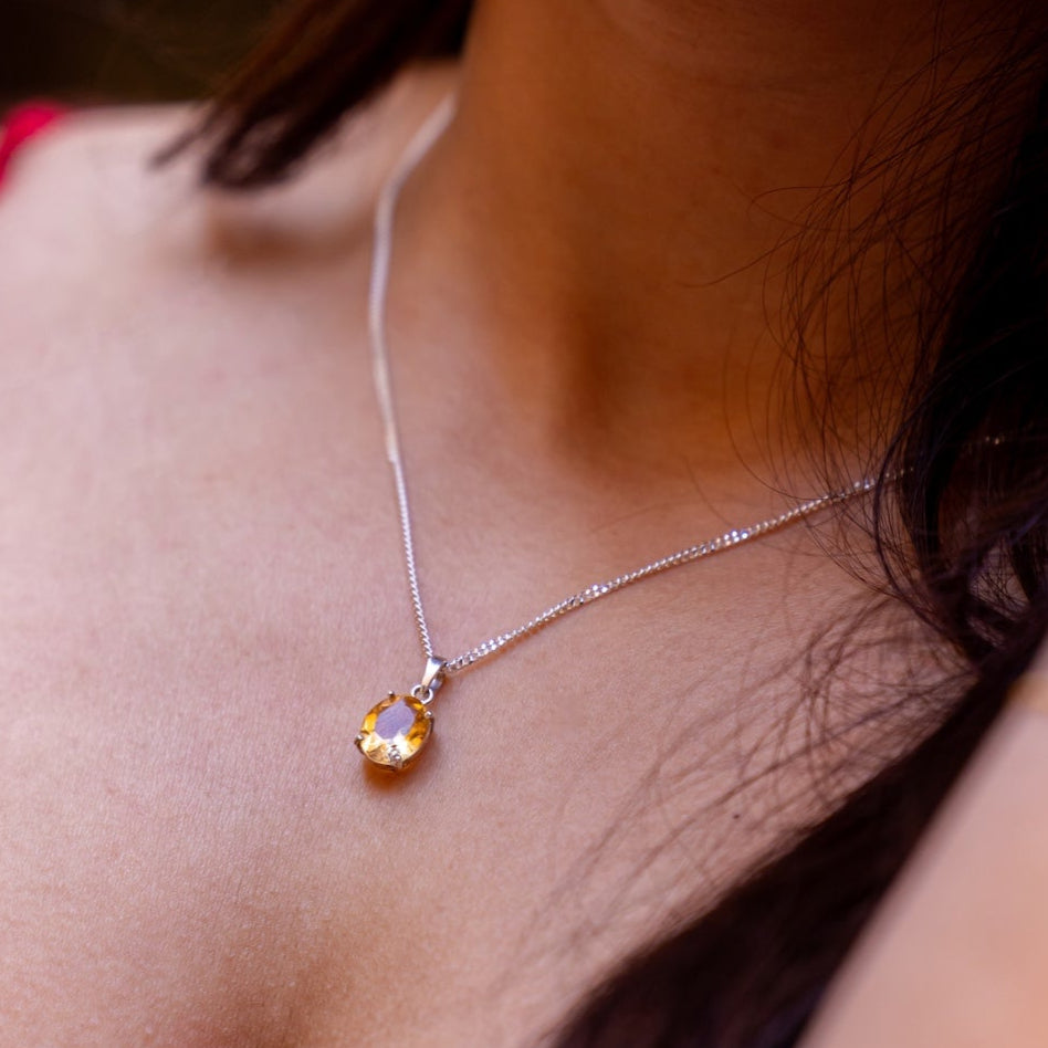 Natural Citrine Oval Pendant